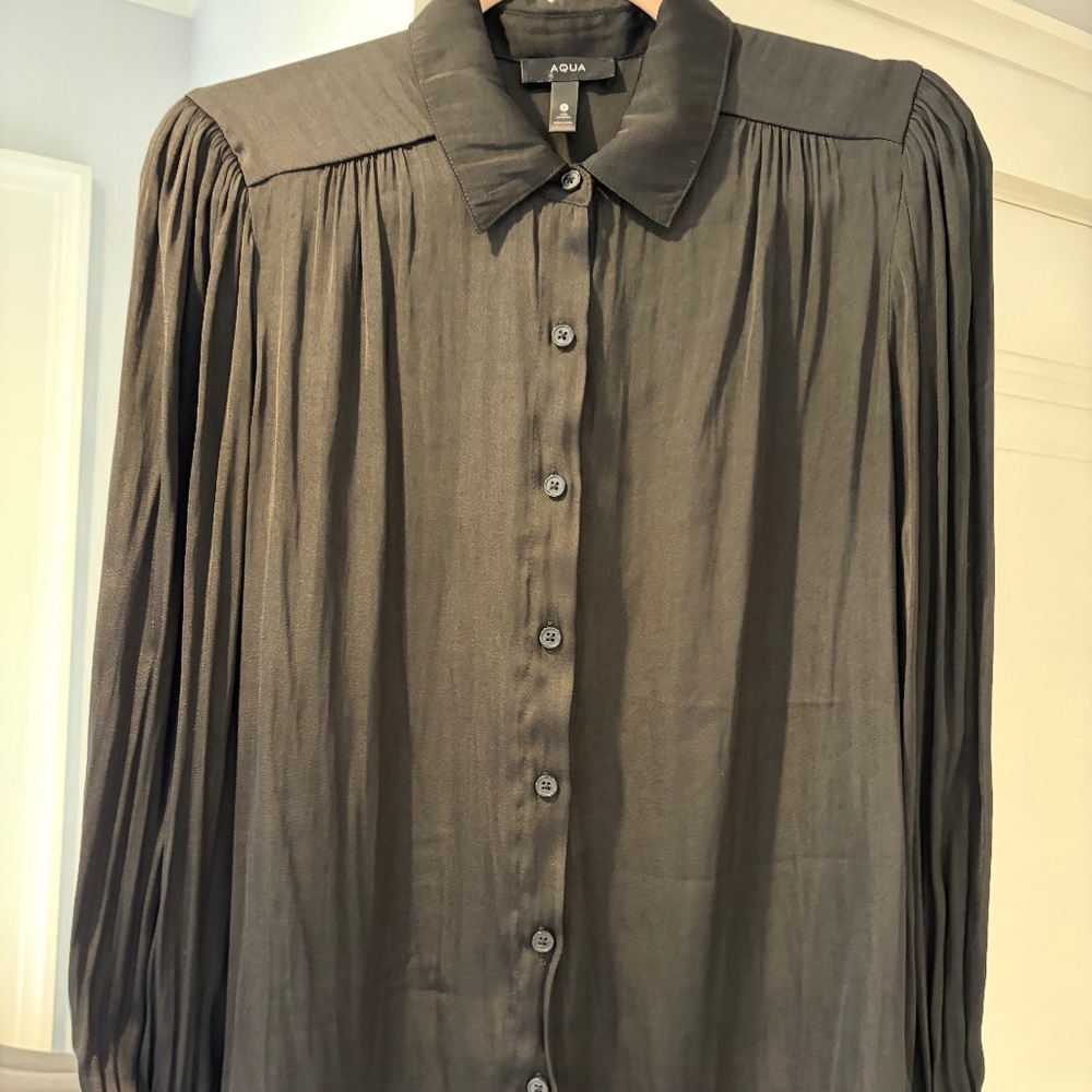 Aqua Silky Black Blouse